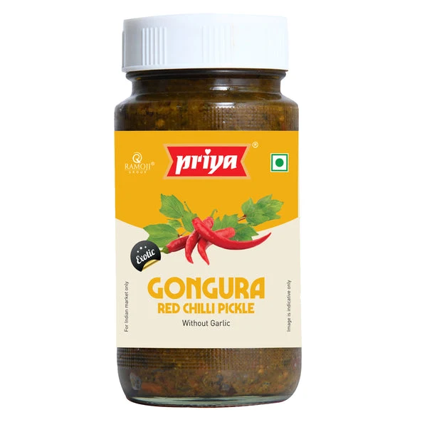 Priya Gongura Red Chilli Pickle Without Garlic 300g
